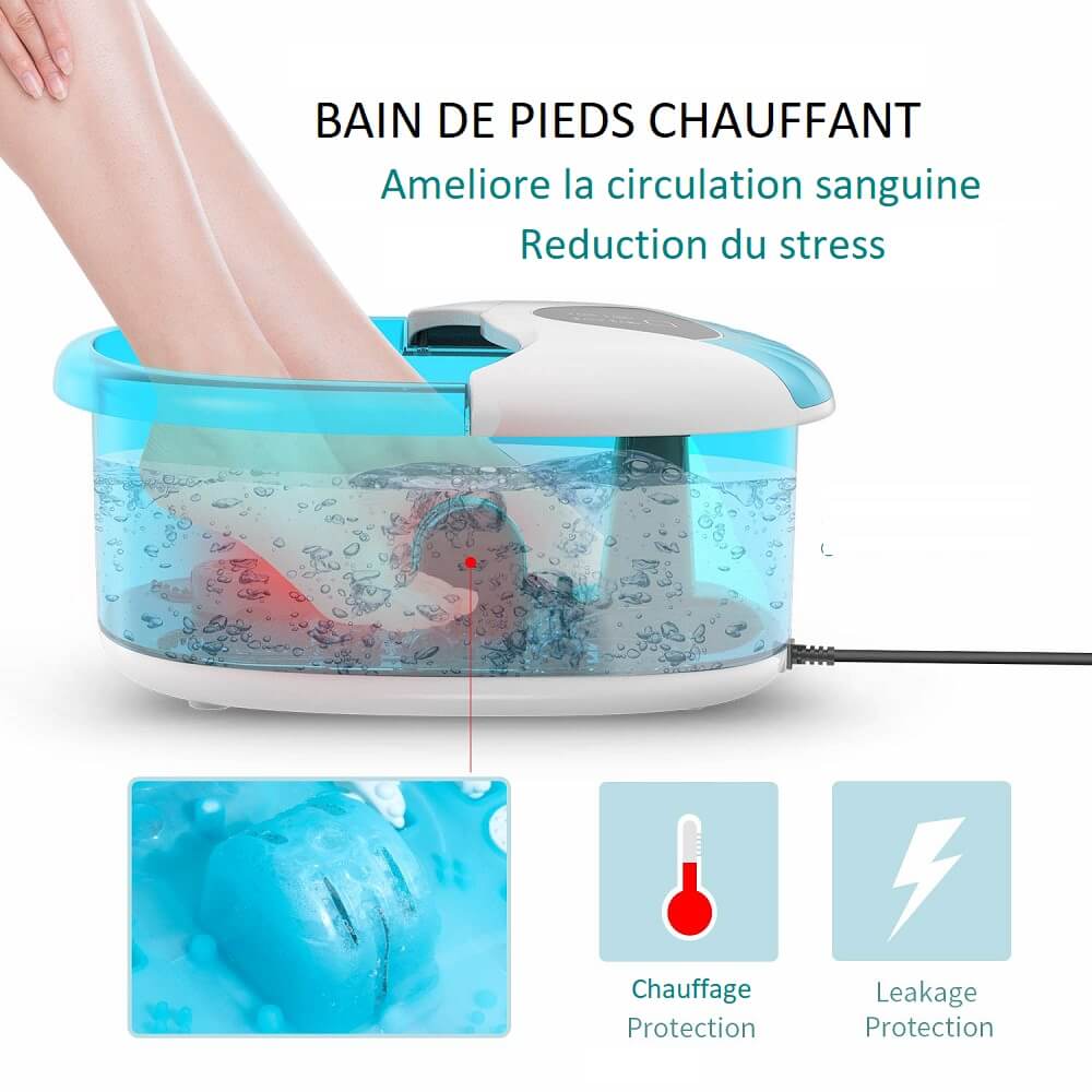 Bain de Pieds Relaxant avec Massage Chauffant à Bulles