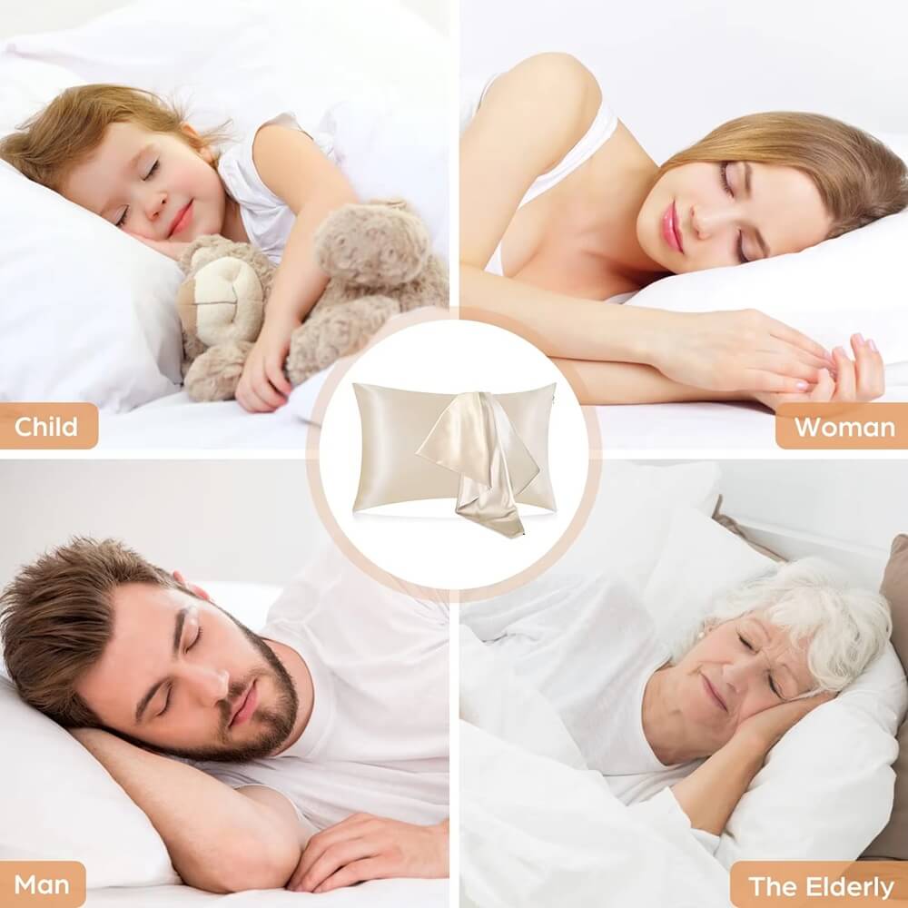 Taie Oreiller en Satin - Blanc - 50 x 66 CM