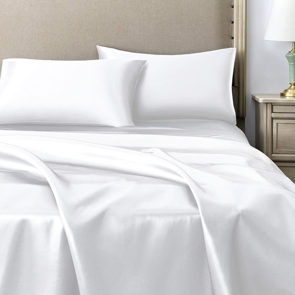 Taie Oreiller en Satin - Blanc - 50 x 66 CM